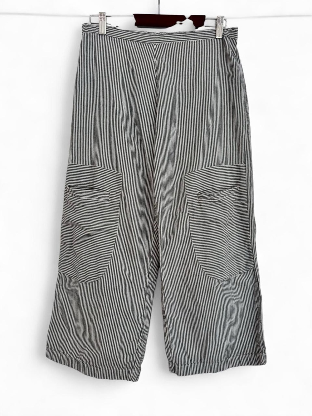 Tulip Cotton Scandi Lagenlook Striped Wide Leg Crop Pants Size Medium
